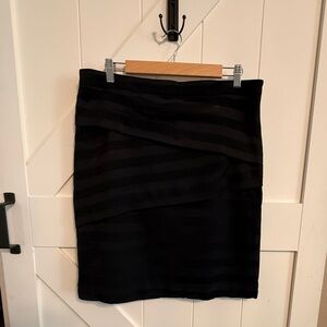 New J. McLaughlin Black Wool Blend Striped Preppy Pencil Skirt Size 12